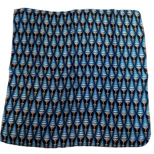 Vintage Nicole Miller Silk Blue and Black Martini Glass Patterned Scarf EUC